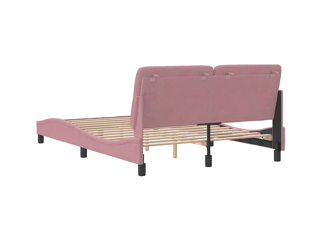 Cadre de lit sans matelas rose 140x200 cm velours