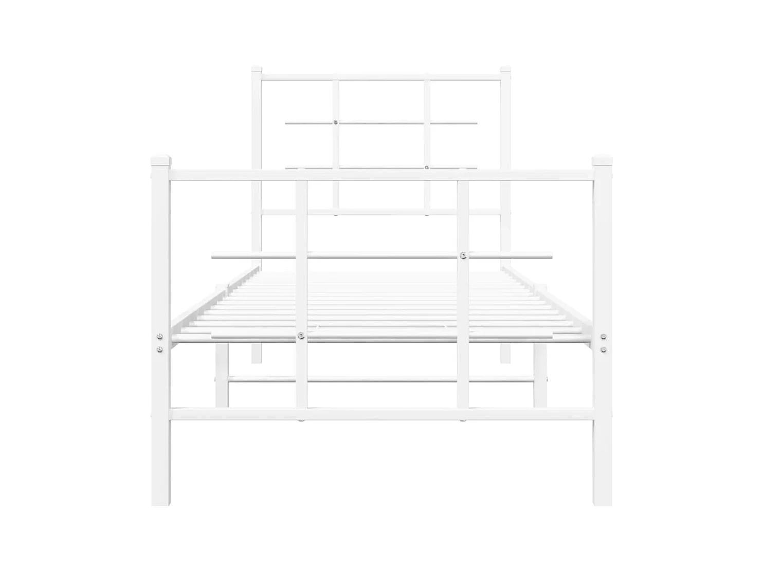 Cadre de lit métal sans matelas avec pied de lit blanc 75x190cm