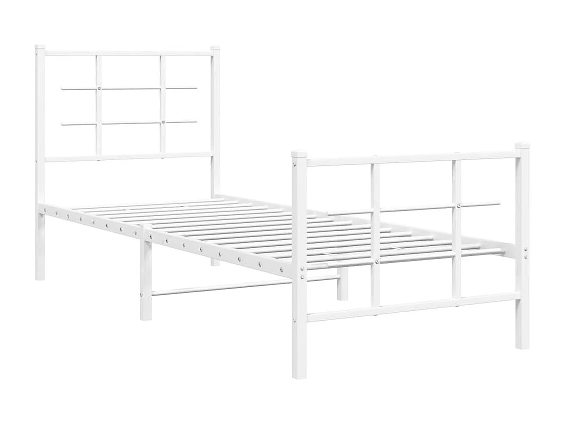 Giroletto con Testiera e Pediera Metallo Bianco 75x190 cm