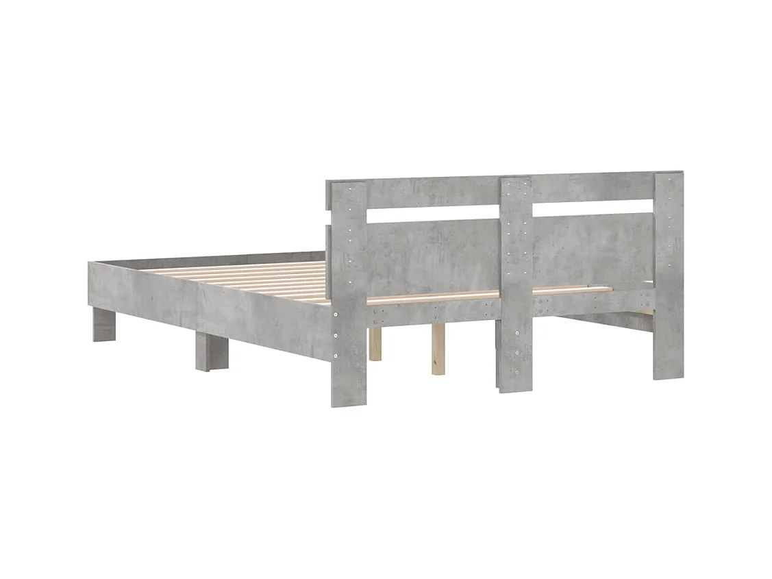 Bettgestell mit Kopfteil Betongrau 120x190 cm Holzwerkstoff