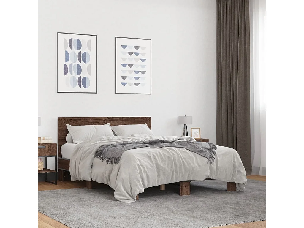 Cadre de lit sans matelas chêne marron 140x200 cm