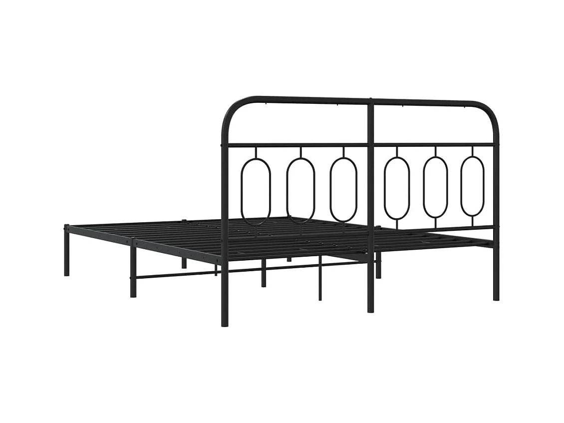 Cadre de lit métal sans matelas avec tête de lit noir 150x200cm