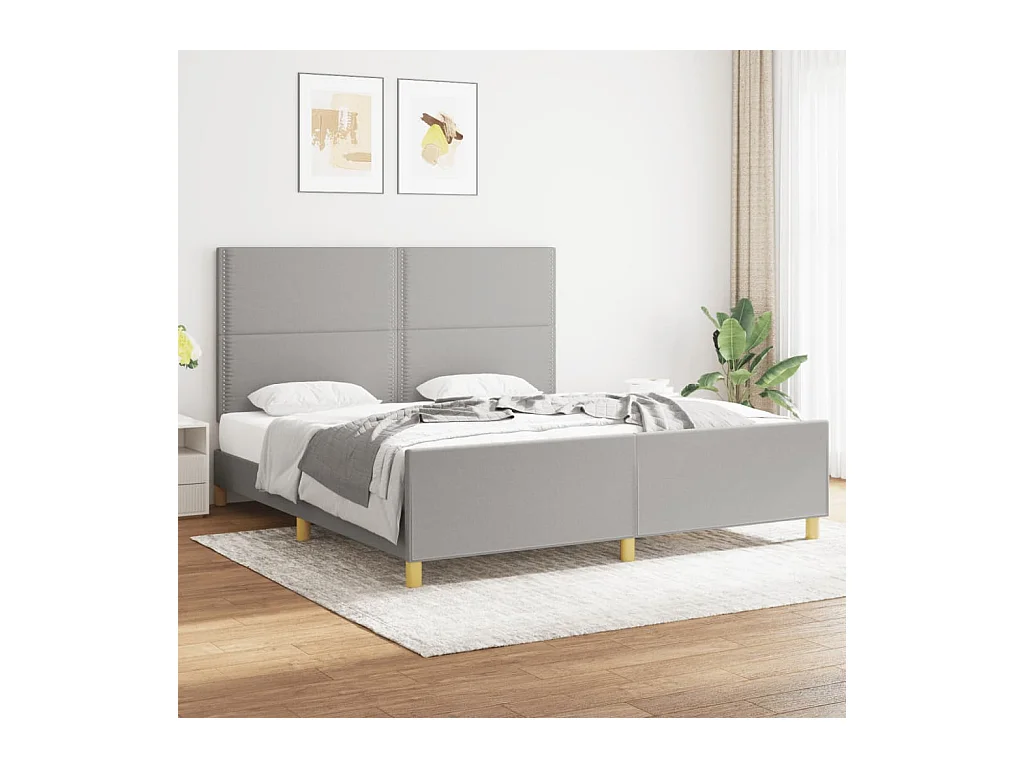 Cadre de lit sans matelas gris clair 180x200 cm tissu