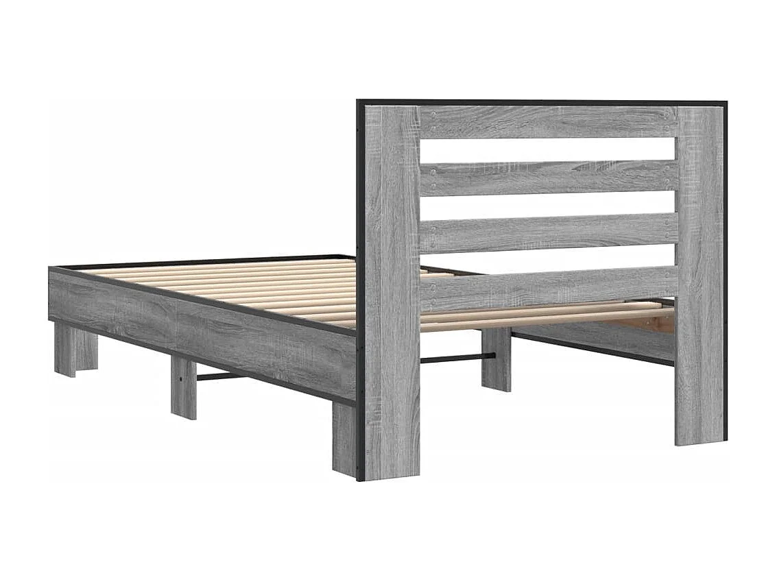 Giroletto Grigio Sonoma 90x200 cm Legno Multistrato e Metallo