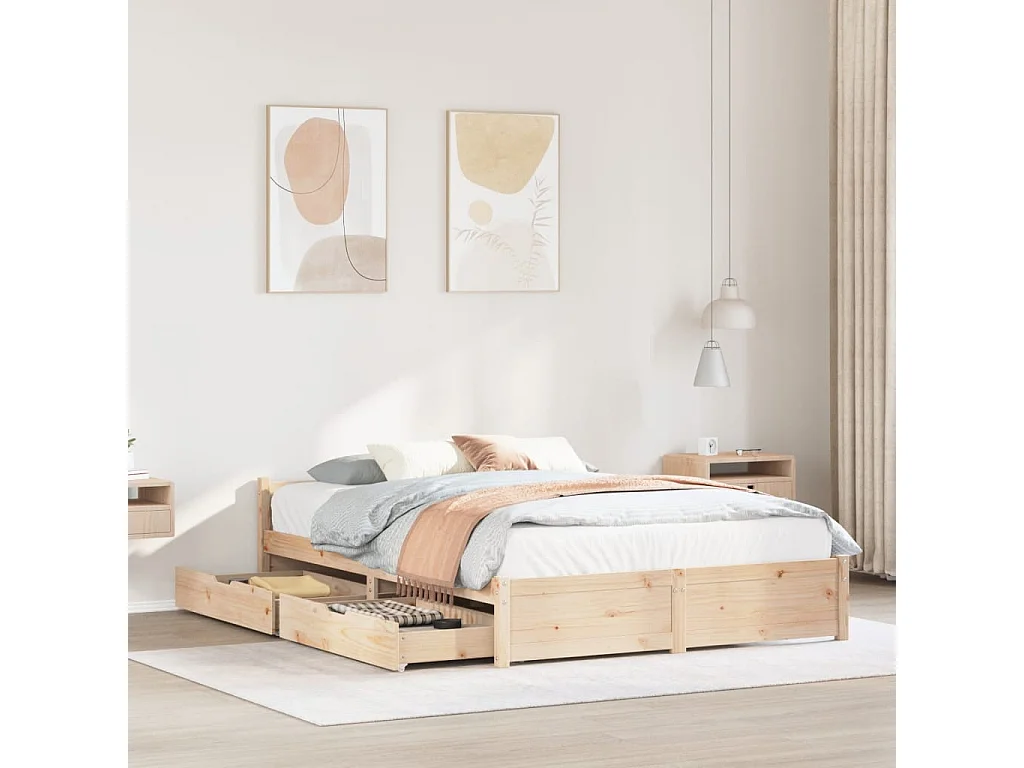 Massivholzbett ohne Matratze 140x200 cm Kiefernholz