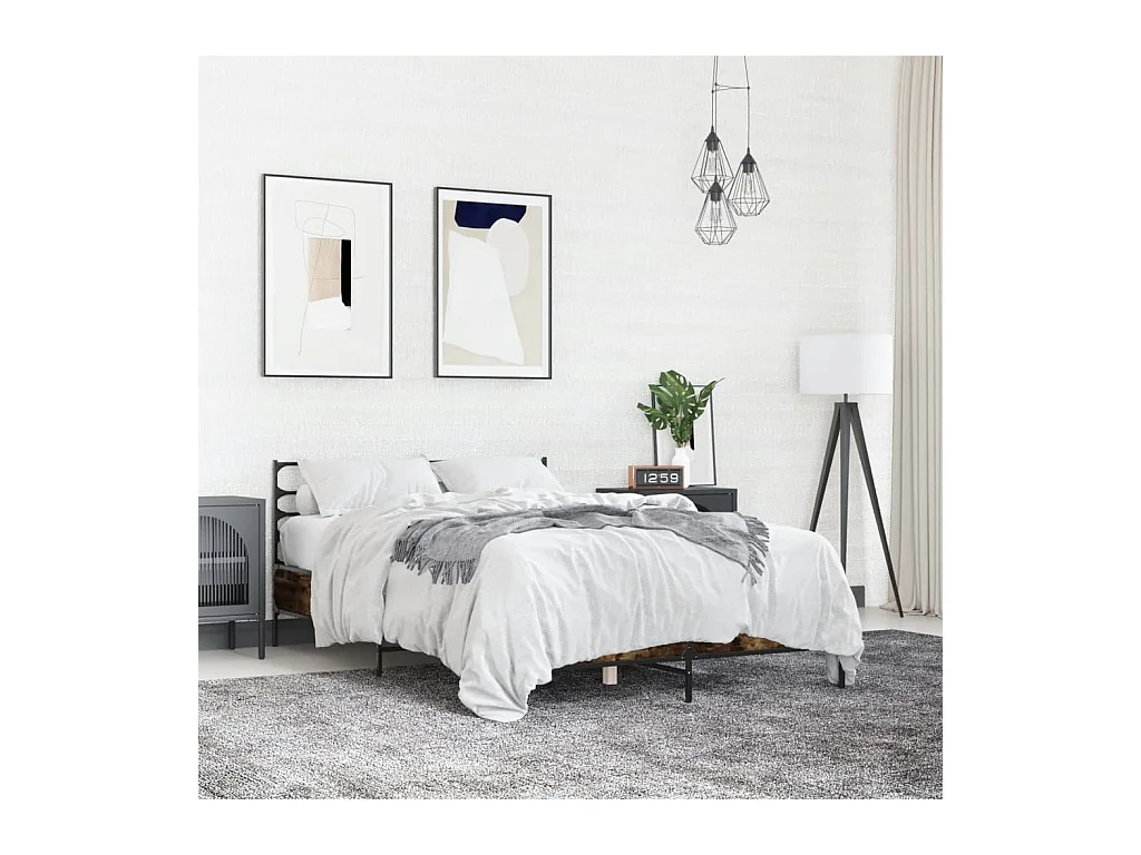 Cadre de lit sans matelas chêne fumé 120x200 cm
