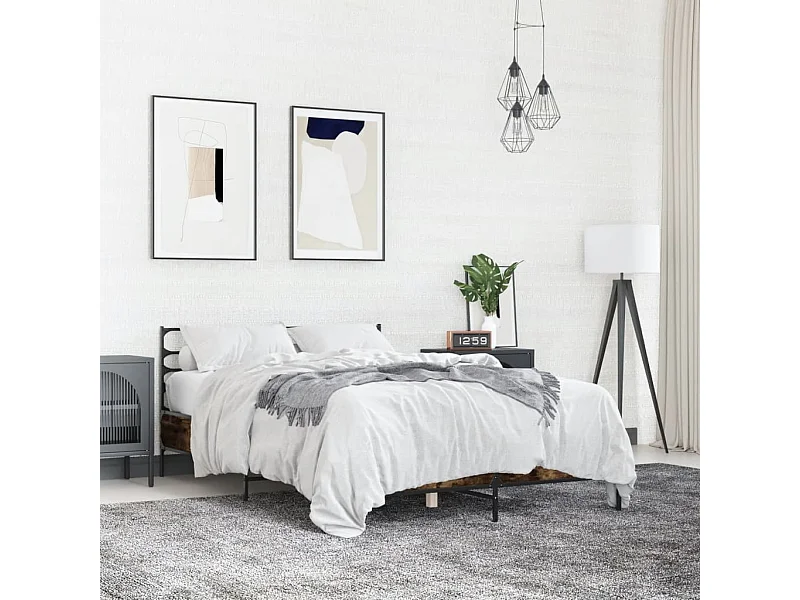 Cadre de lit sans matelas chêne fumé 120x200 cm