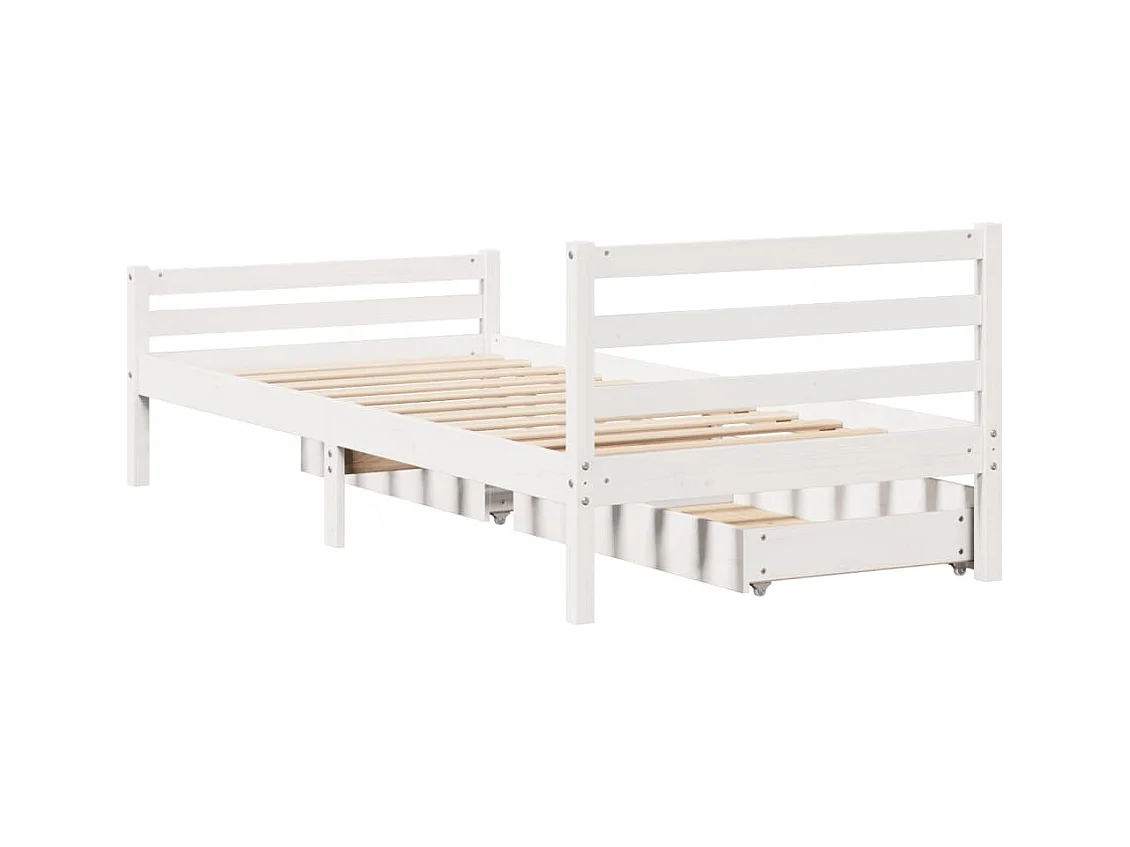 Cadre de lit sans matelas blanc 100x200 cm bois de pin massif