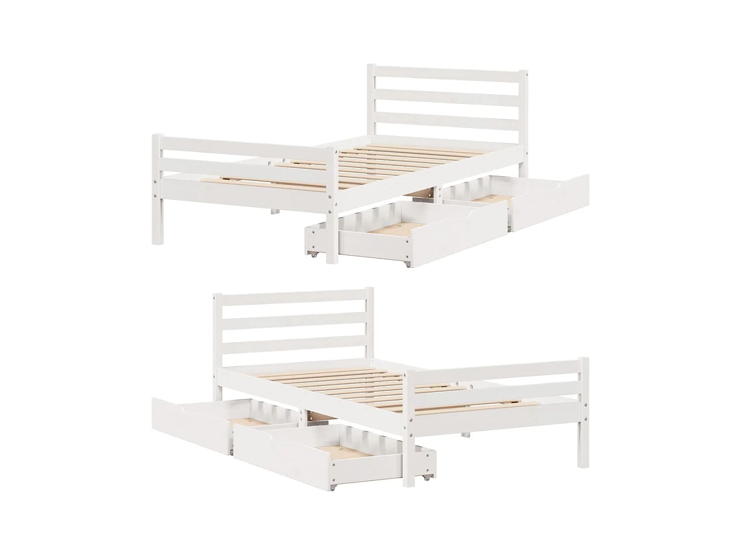 Cadre de lit sans matelas blanc 100x200 cm bois de pin massif
