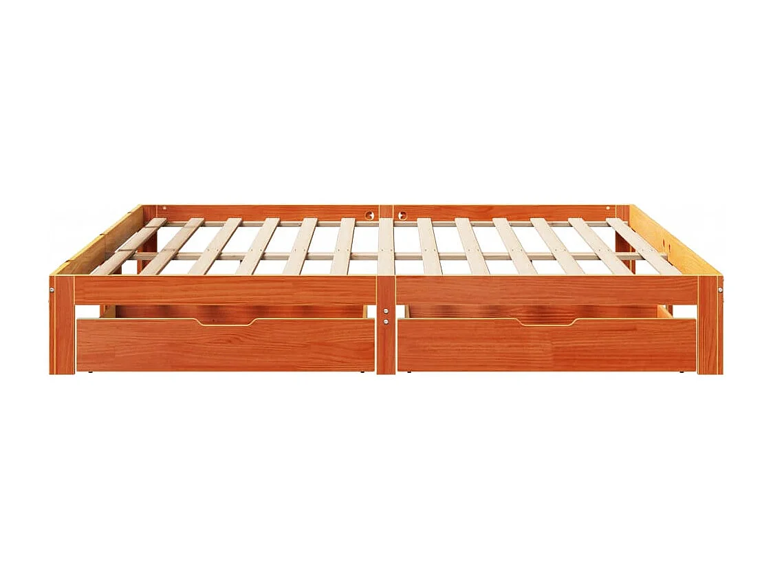 Giroletto con Cassetti Marrone Cera 180x200 Legno Massello Pino