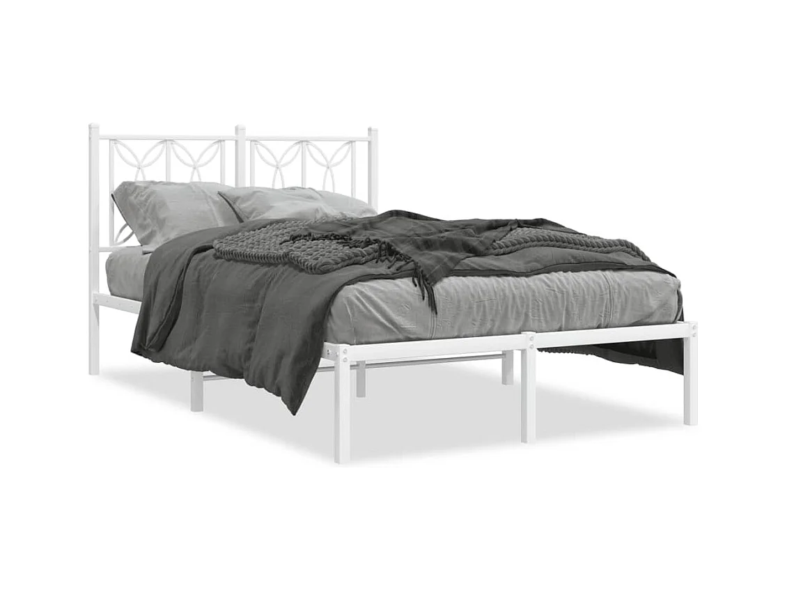 Giroletto con Testiera Metallo Bianco 120x190 cm