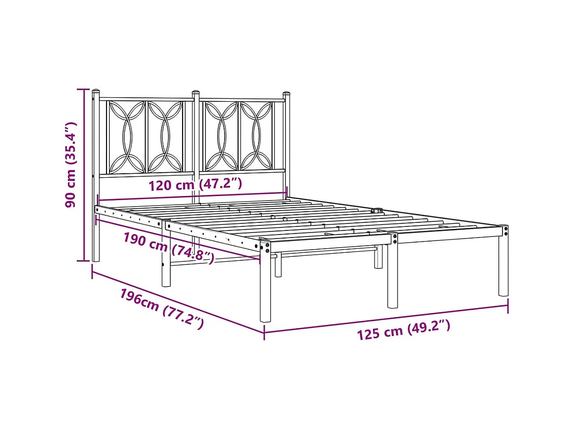 Giroletto con Testiera Metallo Bianco 120x190 cm