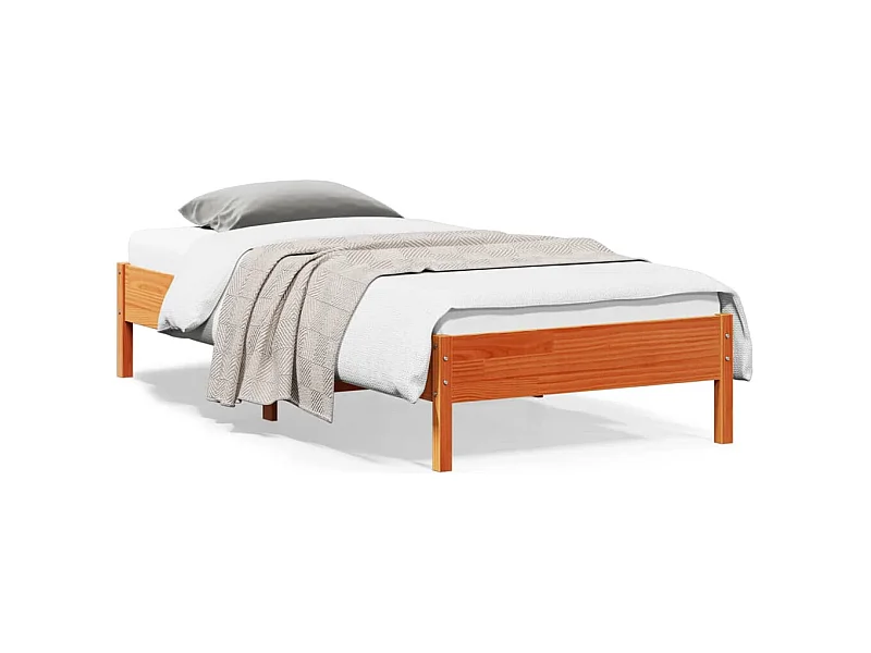 Bedframe zonder matras massief grenenhout wasbruin 100x200 cm
