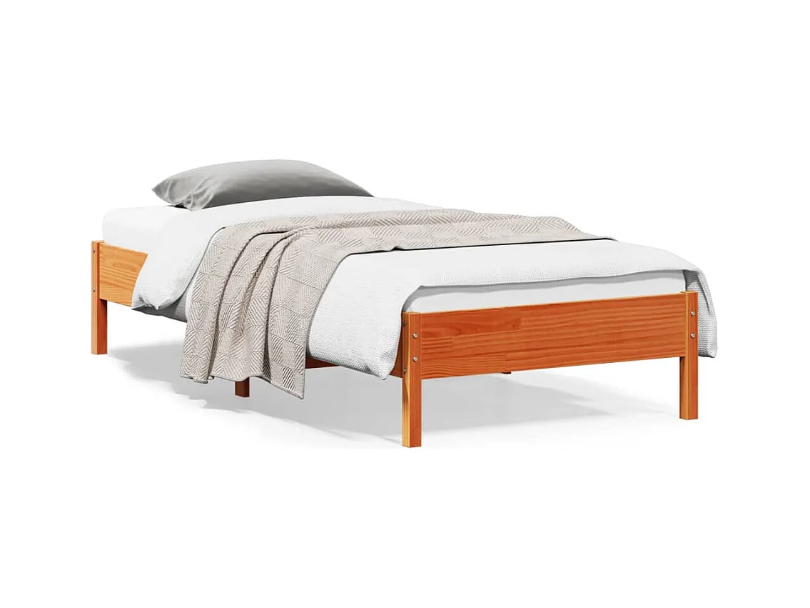 Cadre de lit sans matelas cire marron 100x200cm bois pin massif