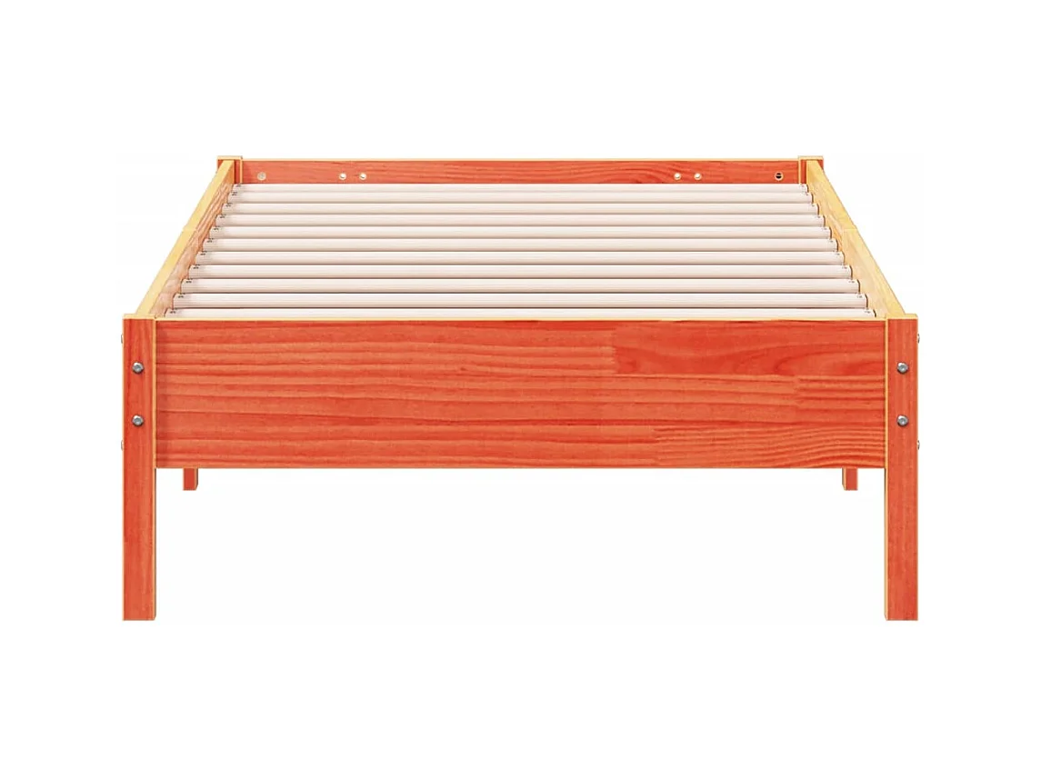 Cadre de lit sans matelas cire marron 100x200cm bois pin massif