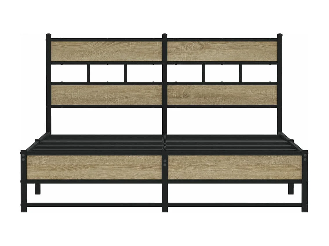 Cadre de lit en métal sans matelas chêne sonoma 150x200 cm