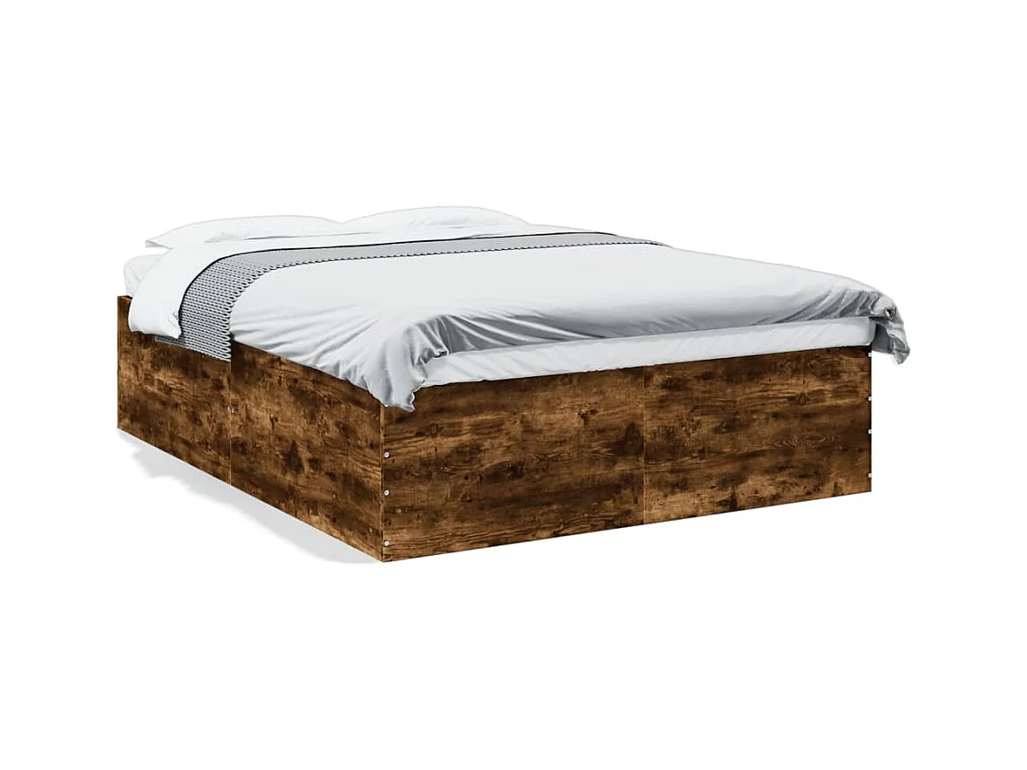 Estructura de cama madera de ingeniería roble ahumado 150x200cm