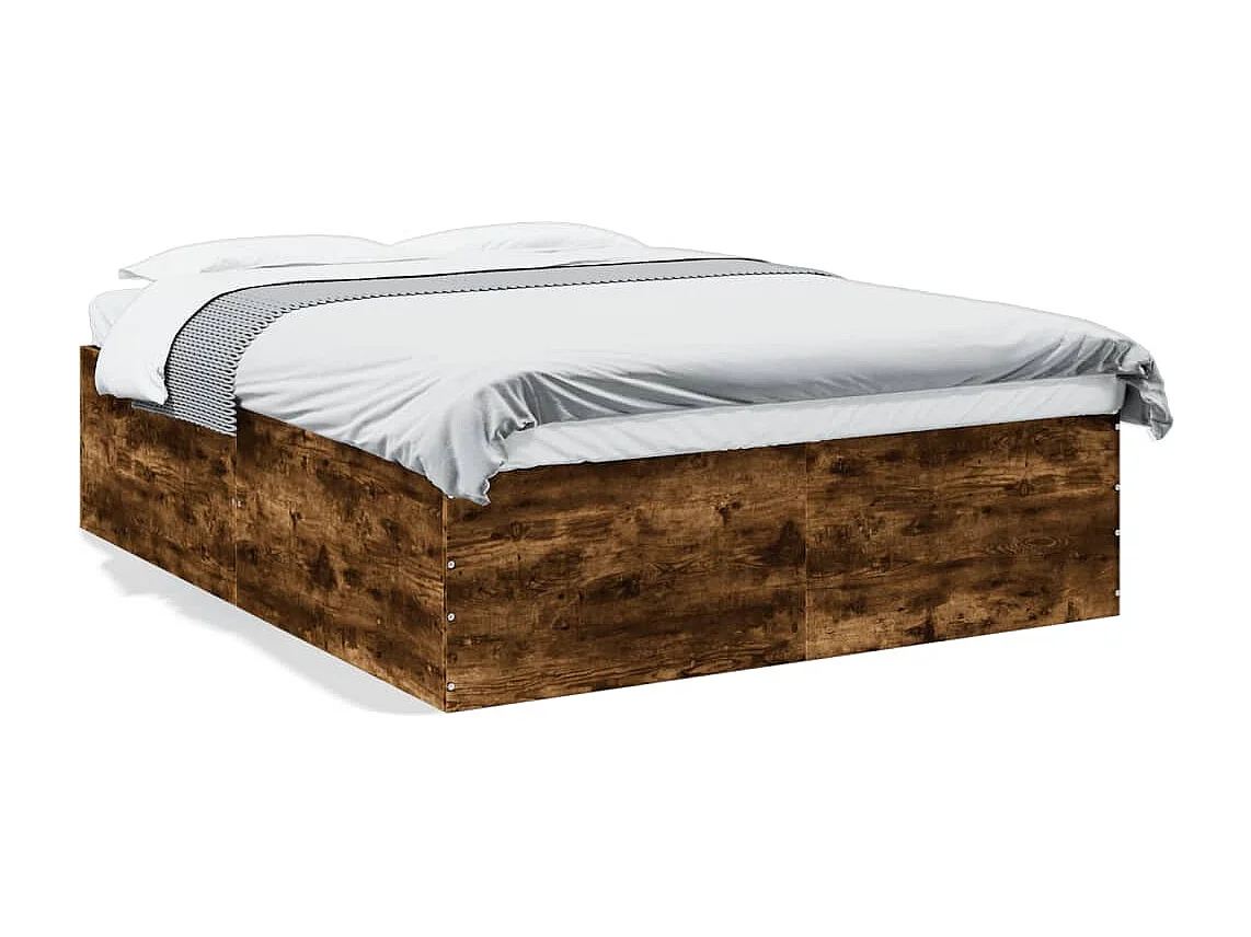 Cadre de lit sans matelas chêne fumé 150x200 cm