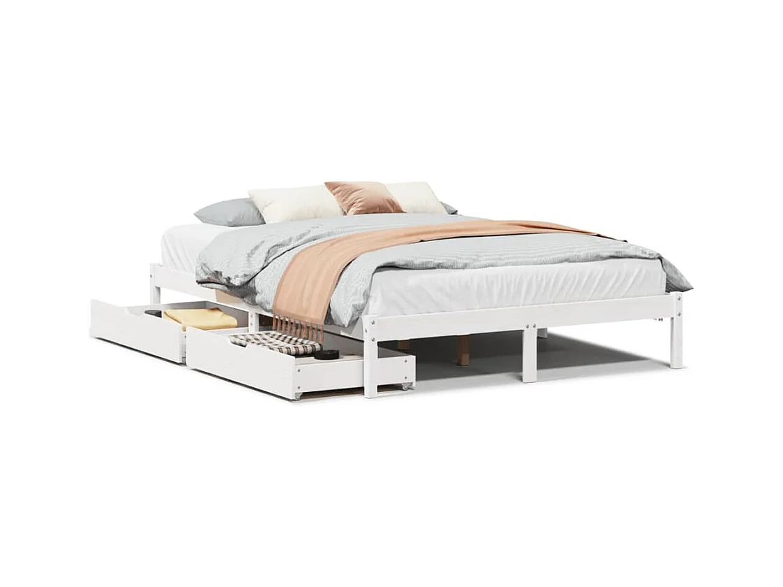 Cadre de lit sans matelas blanc 120x200 cm bois de pin massif