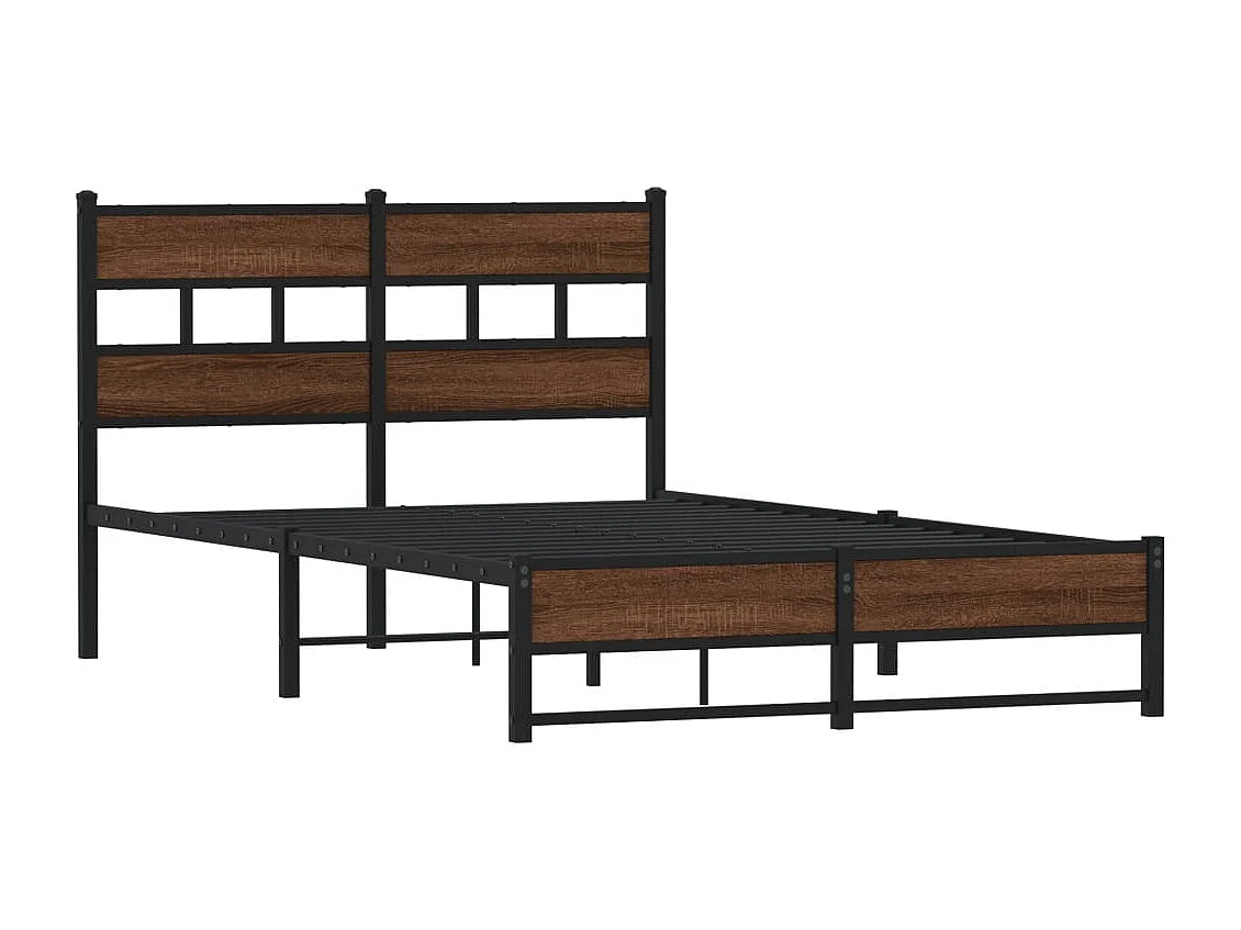 Cadre de lit en métal sans matelas chêne marron 120x200 cm