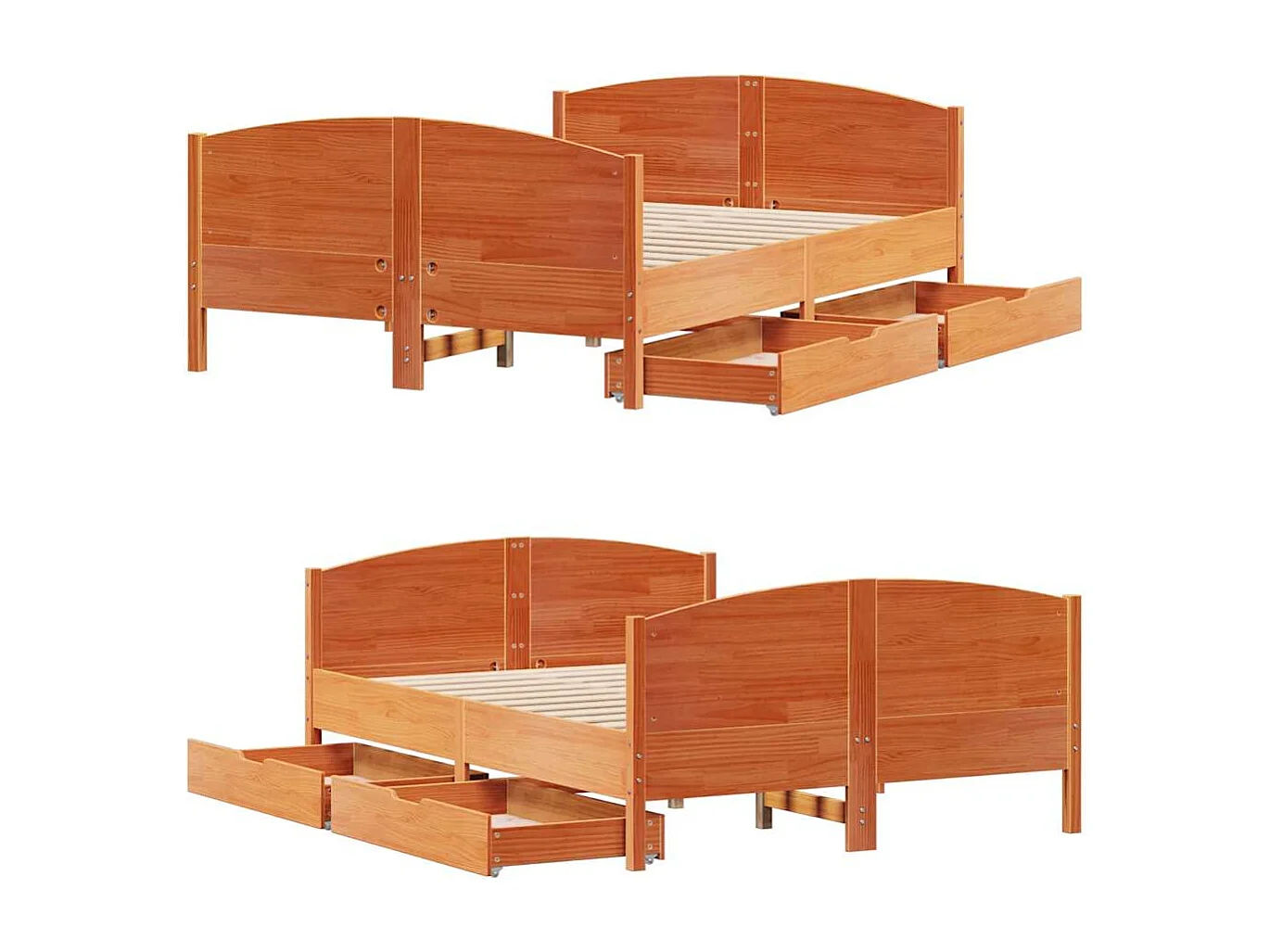 Letto senza Materasso Marrone Cera 120x190 cm in Legno di Pino