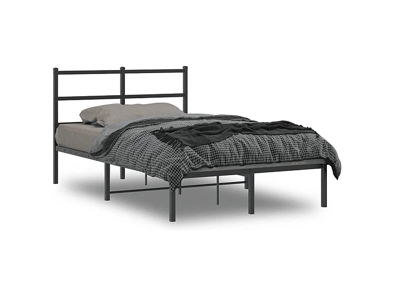 Cadre de lit métal sans matelas avec tête de lit noir 120x190cm