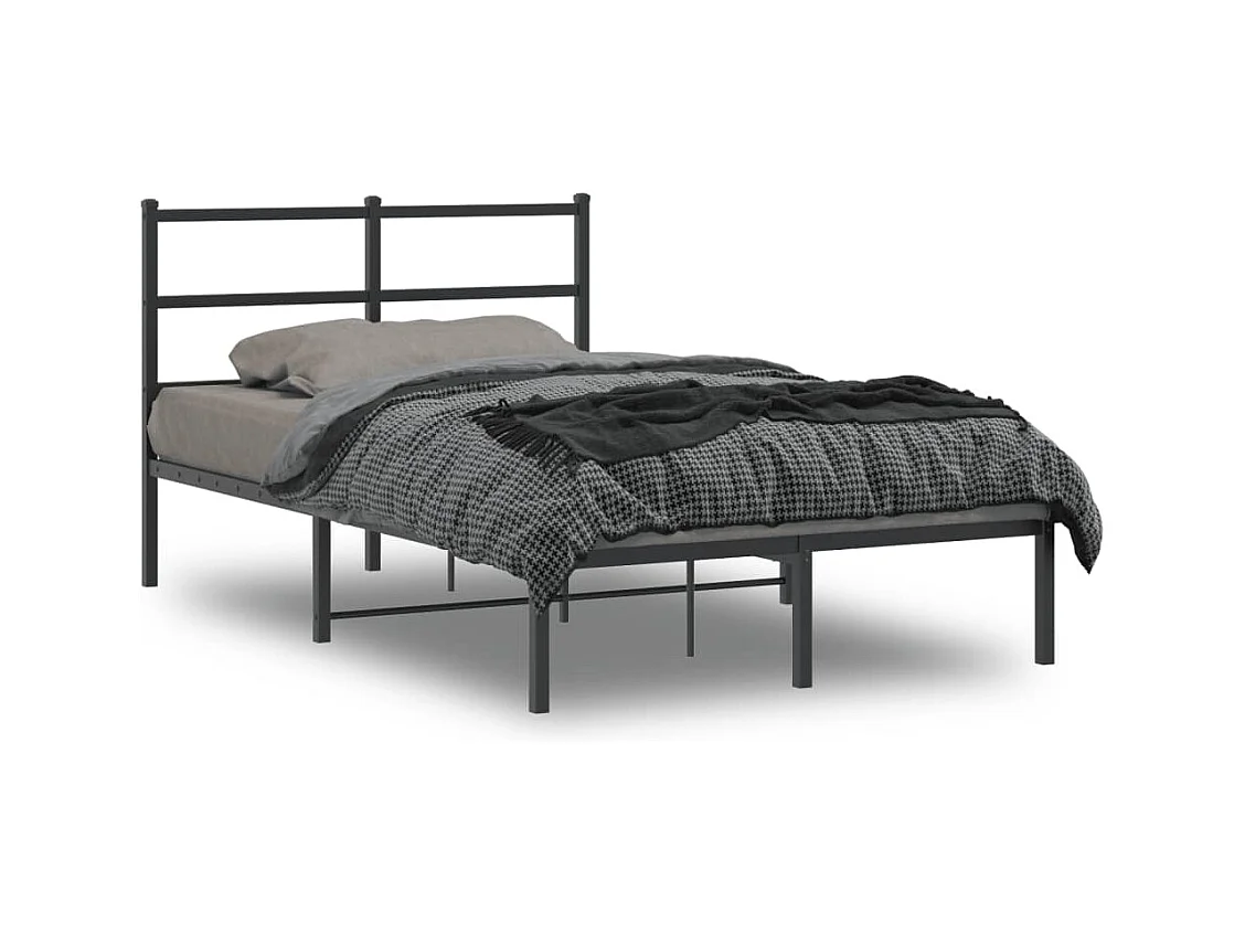 Cadre de lit métal sans matelas avec tête de lit noir 120x190cm