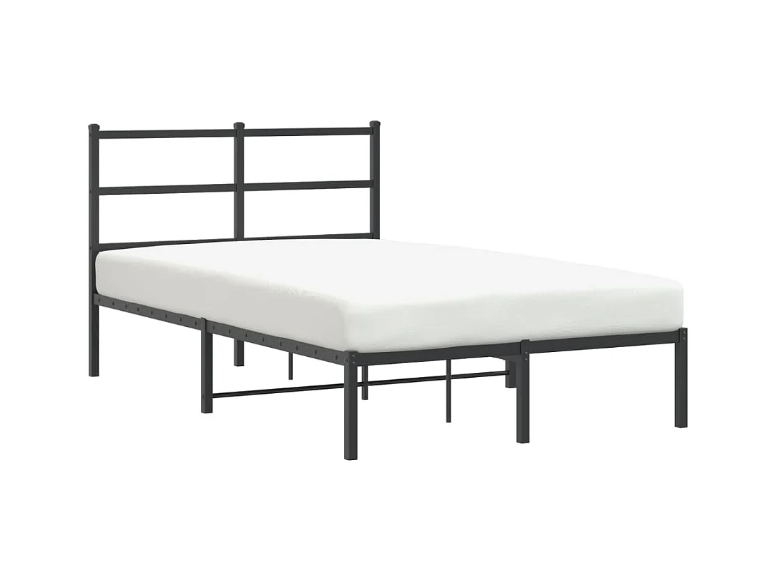 Cadre de lit métal sans matelas avec tête de lit noir 120x190cm