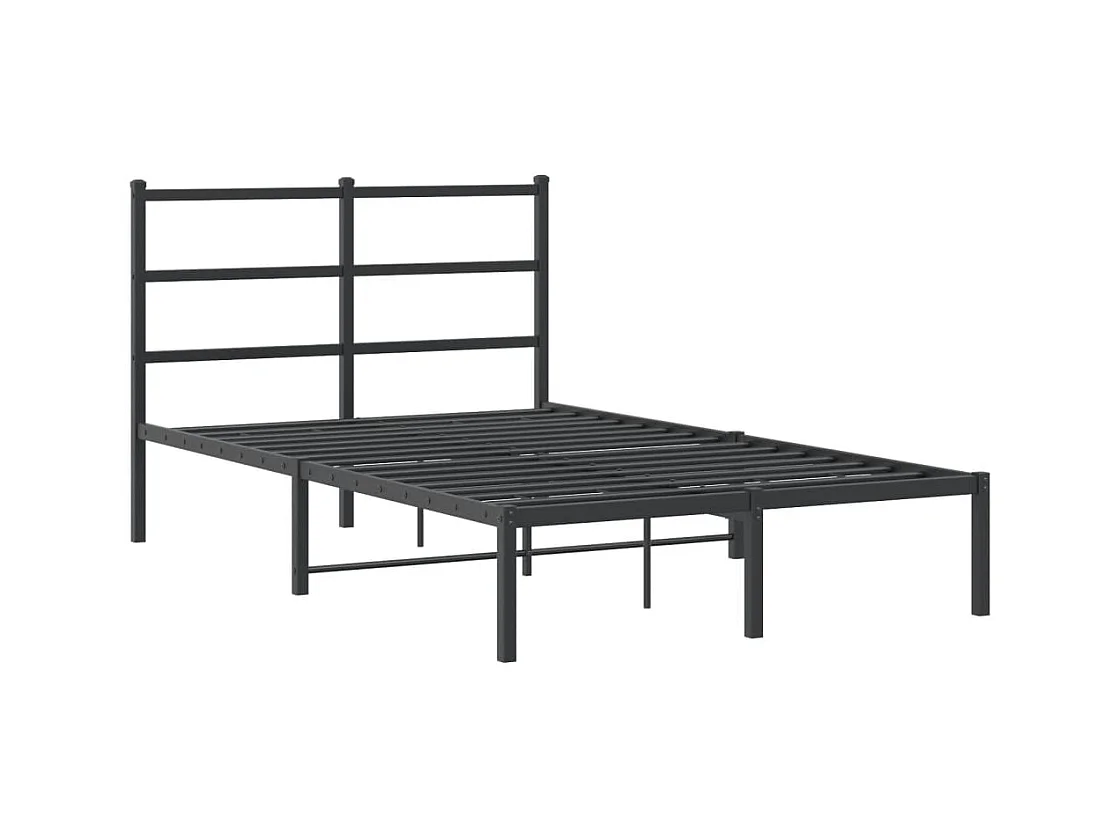 Cadre de lit métal sans matelas avec tête de lit noir 120x190cm