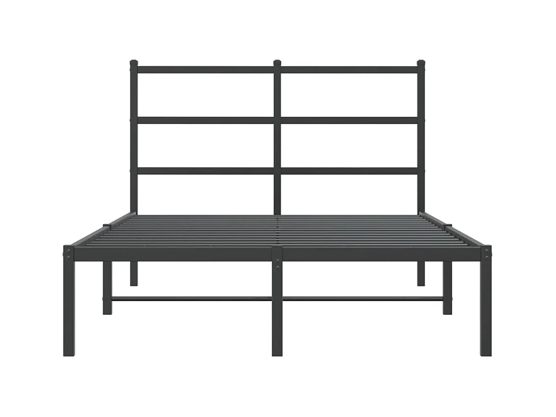 Cadre de lit métal sans matelas avec tête de lit noir 120x190cm