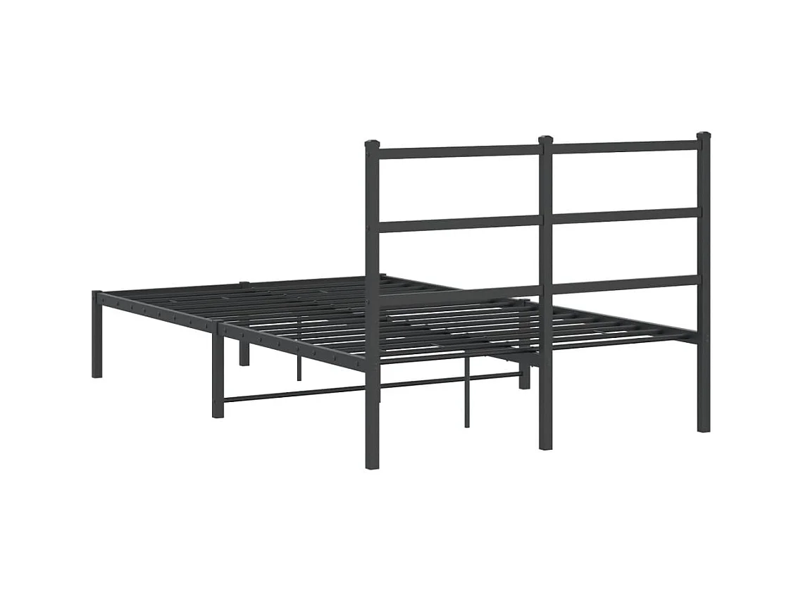 Cadre de lit métal sans matelas avec tête de lit noir 120x190cm