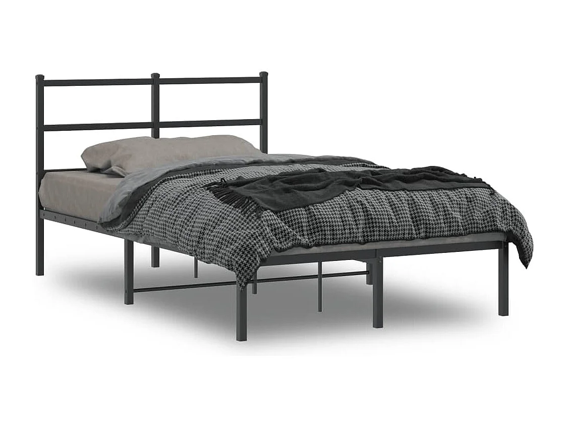 Cadre de lit métal sans matelas avec tête de lit noir 120x190cm