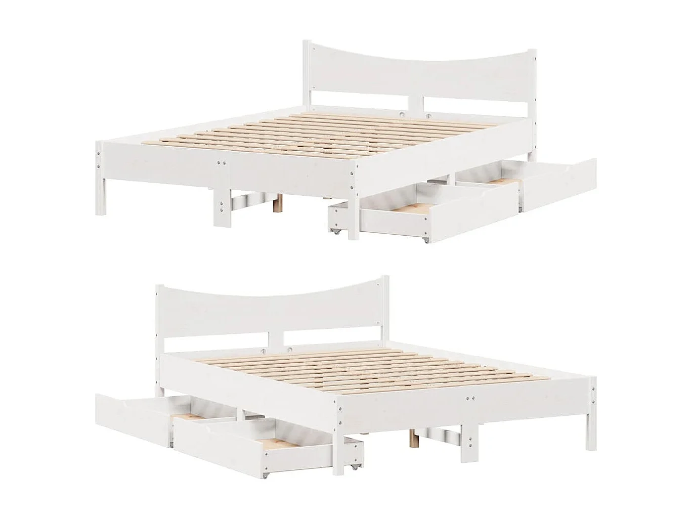Estructura de cama con cojines madera de pino blanca 140x190 cm