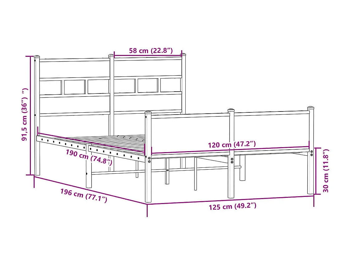 Cadre de lit sans matelas chêne sonoma 120x190 cm