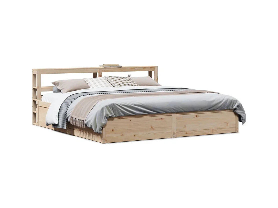 Estructura de cama con cabecero madera maciza pino 180x200 cm