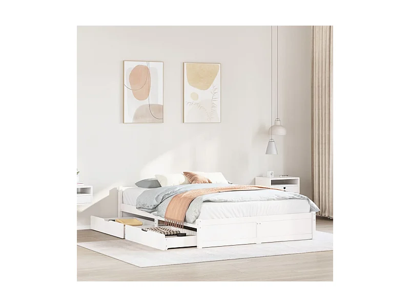 Letto senza Materasso Bianco 120x200 cm Legno Massello di Pino