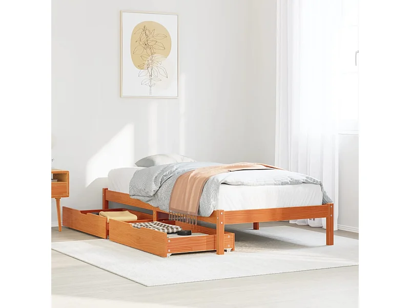 Cadre de lit sans matelas cire marron 75x190 cm bois pin massif