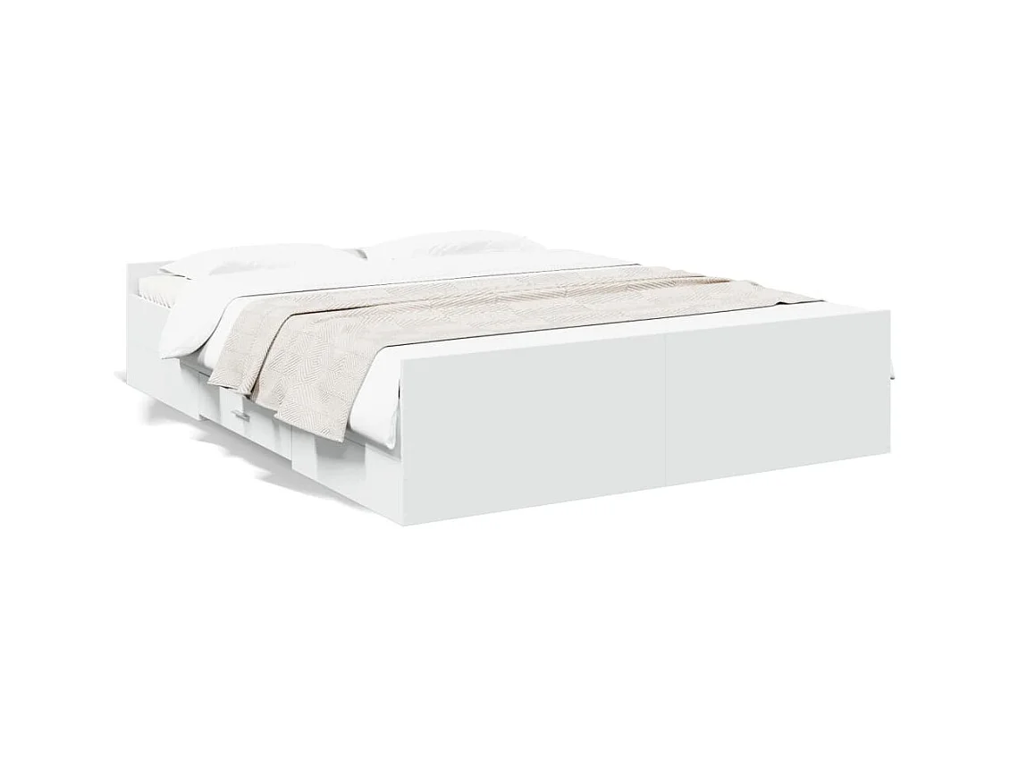 Giroletto con Cassetti Bianco 160x200 cm in Legno Multistrato