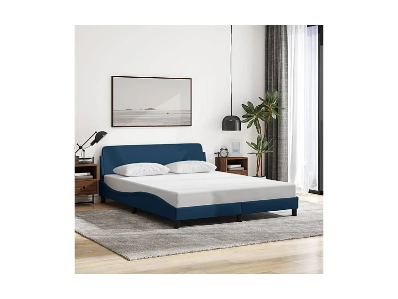 Bedframe met hoofdeinde zonder matras 160x200 cm stof blauw
