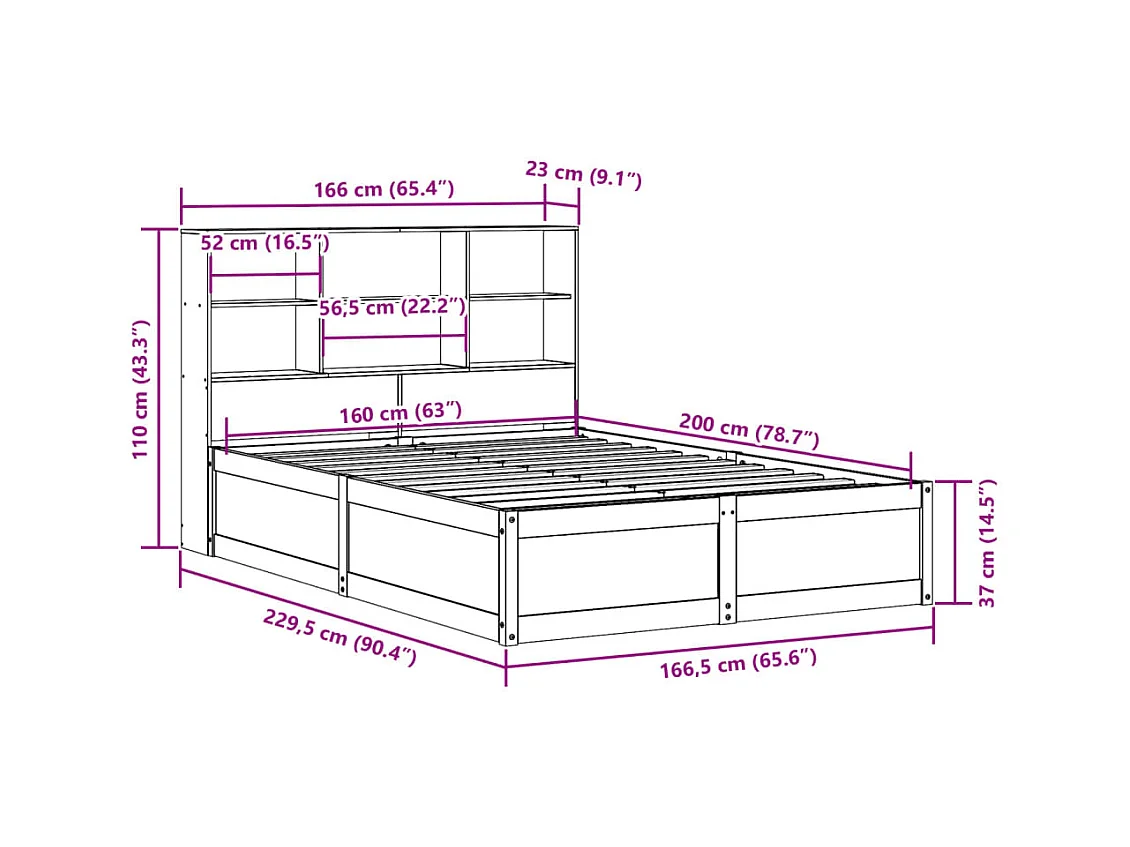Giroletto senza Materaso in Metallo Rovere Fumo 90x190 cm