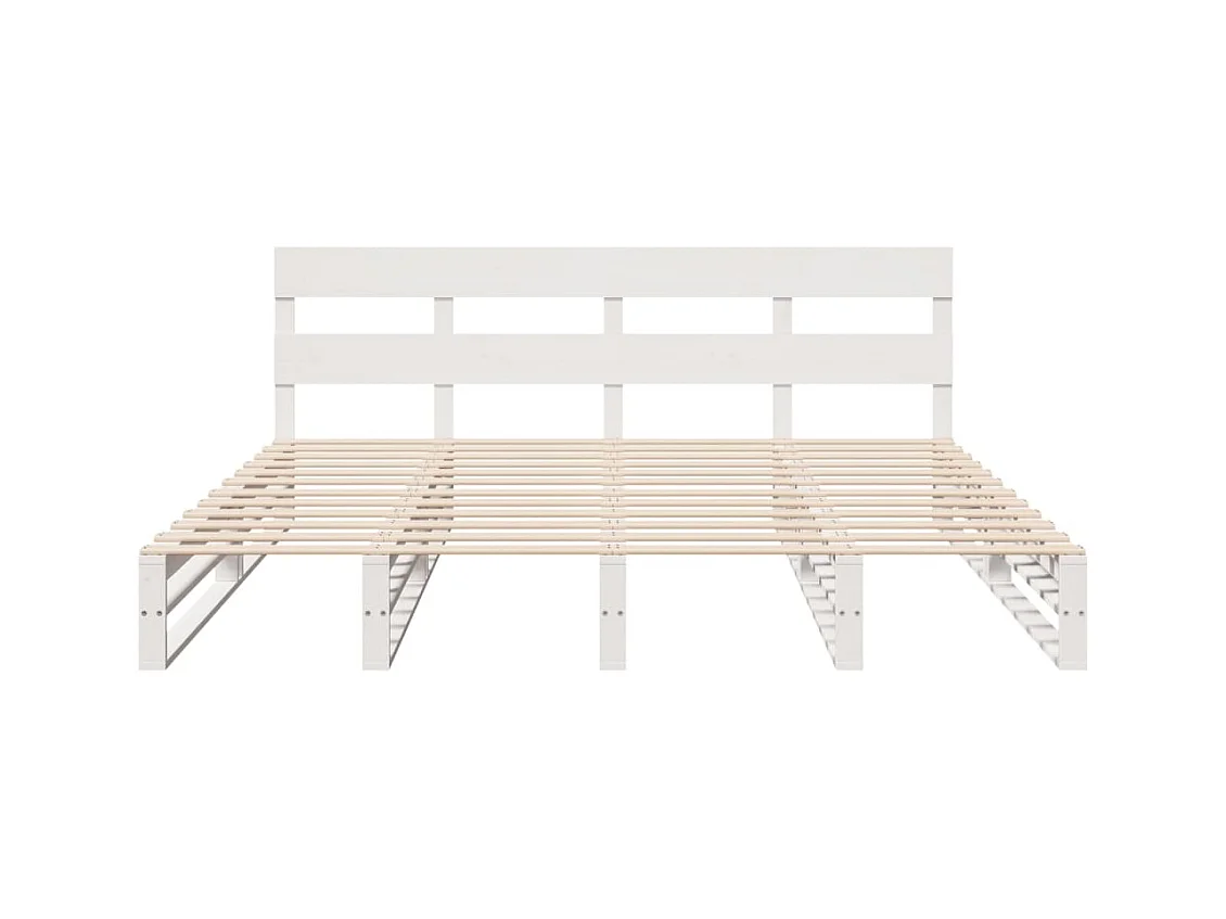 Cadre de lit sans matelas blanc 180x200 cm bois massif de pin