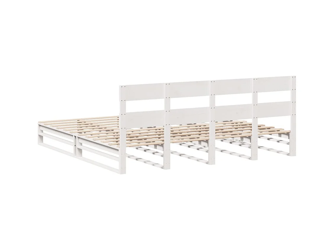 Cadre de lit sans matelas blanc 180x200 cm bois massif de pin