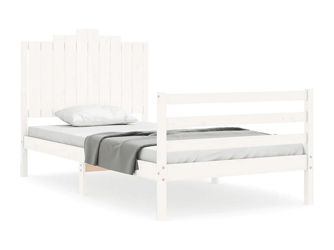 Estrutura de cama com cabeceira 100x200cm madeira maciça branco