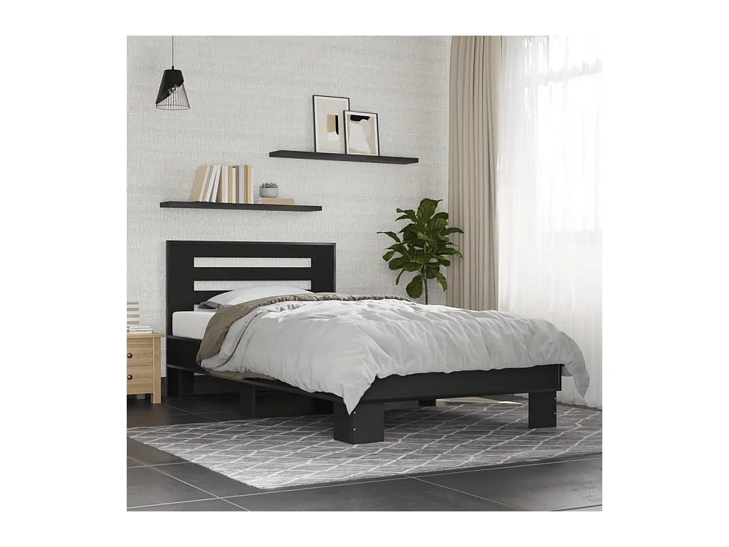 Cadre de lit sans matelas noir 75x190 cm