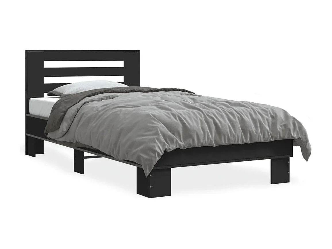 Cadre de lit sans matelas noir 75x190 cm