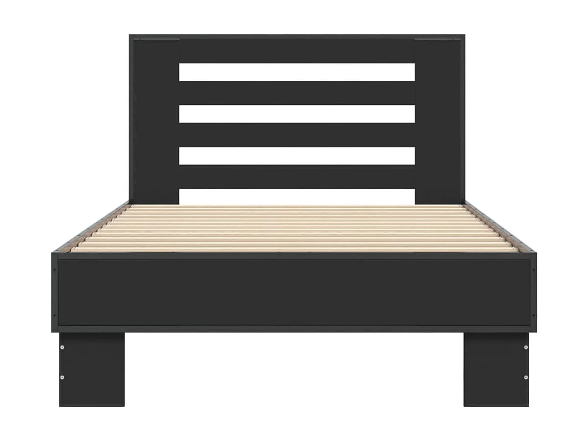 Cadre de lit sans matelas noir 75x190 cm