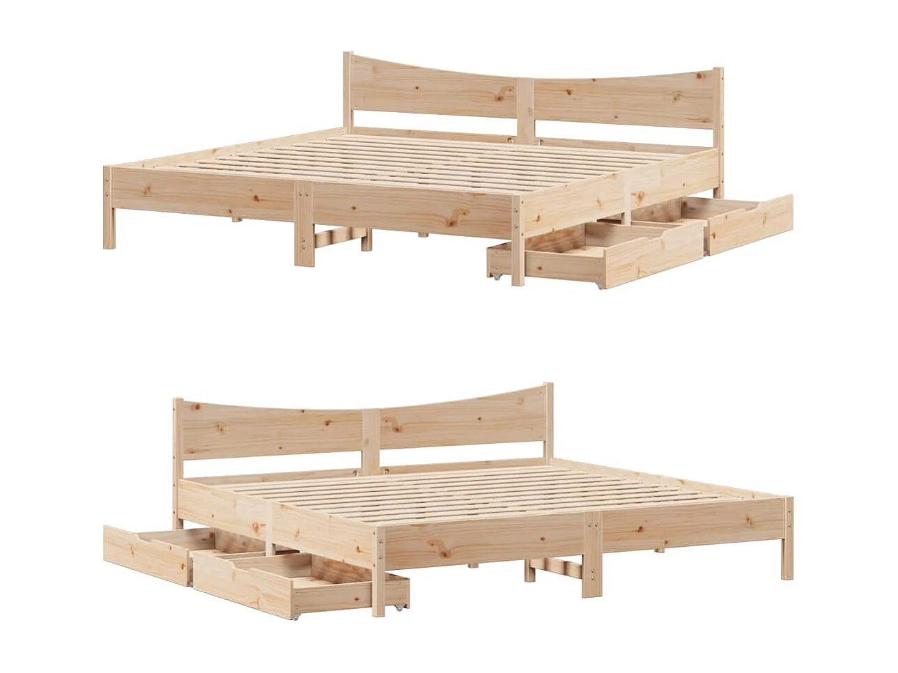 Cadre de lit avec tiroirs 180x200 cm bois de pin massif