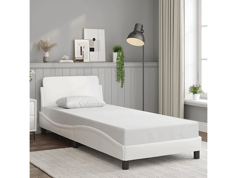Cadre de lit sans matelas blanc 90x200 cm similicuir