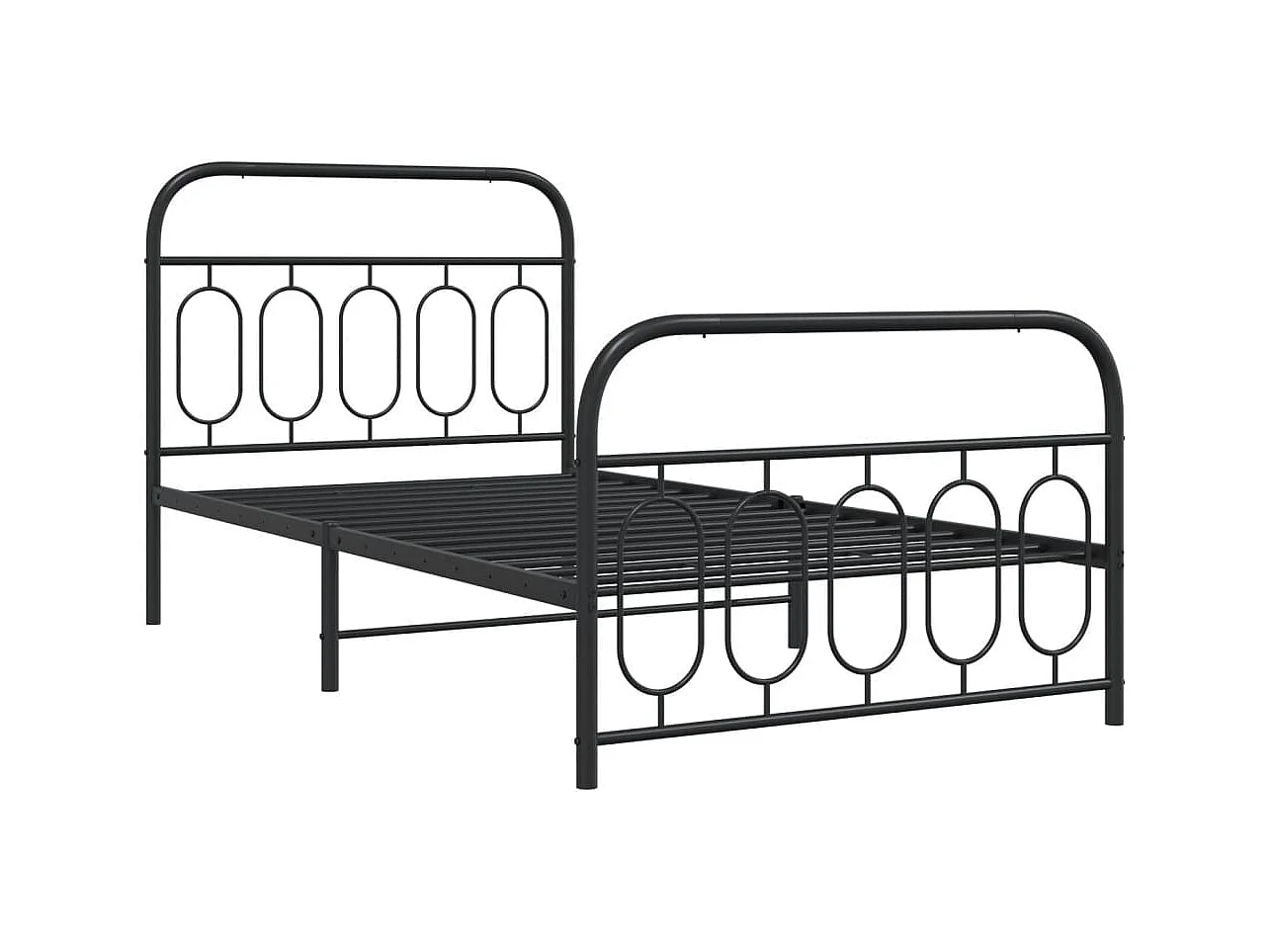 Giroletto con Testiera e Pediera Metallo Nero 100x200 cm