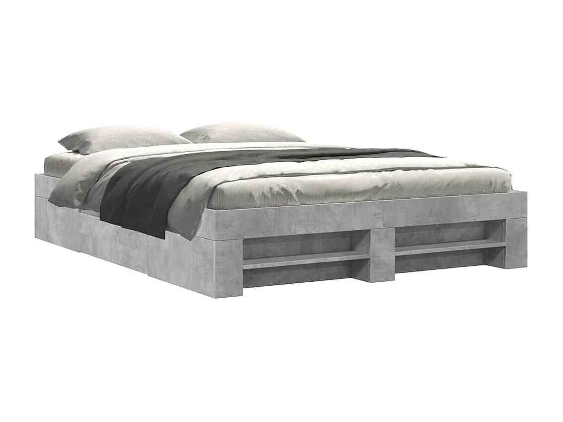 Cadre de lit sans matelas gris béton 150x200 cm bois ingénierie